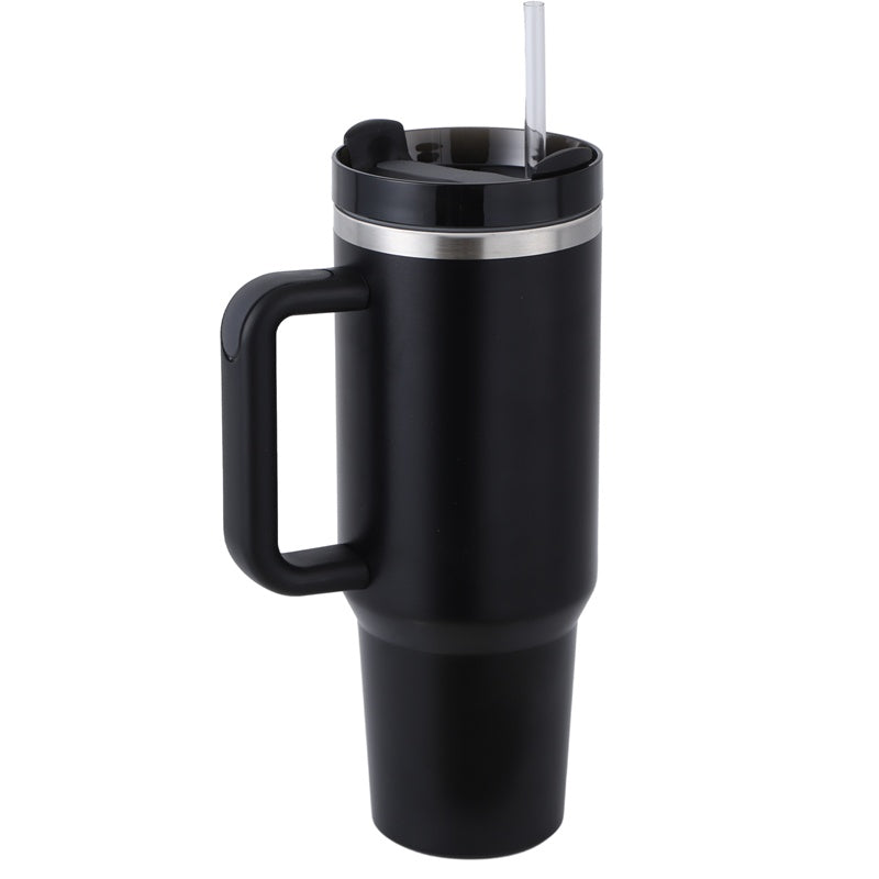 40 oz Straw Coffee Mug, Portable Stainless Steel