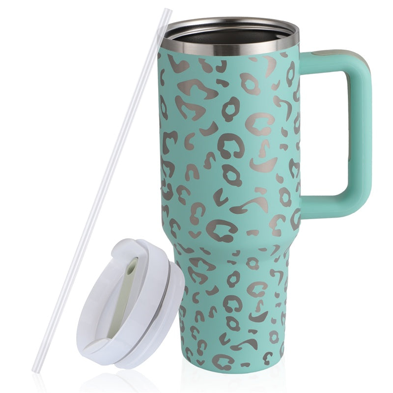 40 oz Straw Coffee Mug, Portable Stainless Steel