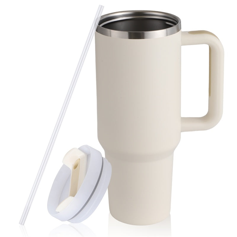 40 oz Straw Coffee Mug, Portable Stainless Steel