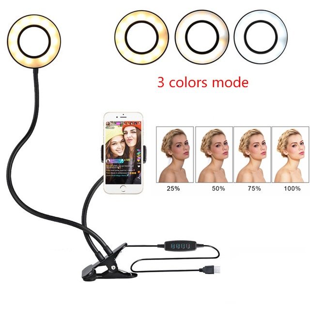 LED Selfie Ring Light for Live, Adjustable Makeup Light-8cm Stand