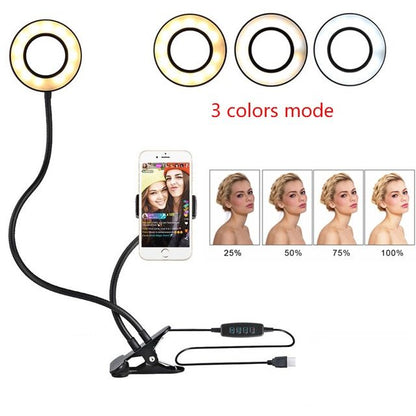 LED Selfie Ring Light for Live, Adjustable Makeup Light-8cm Stand