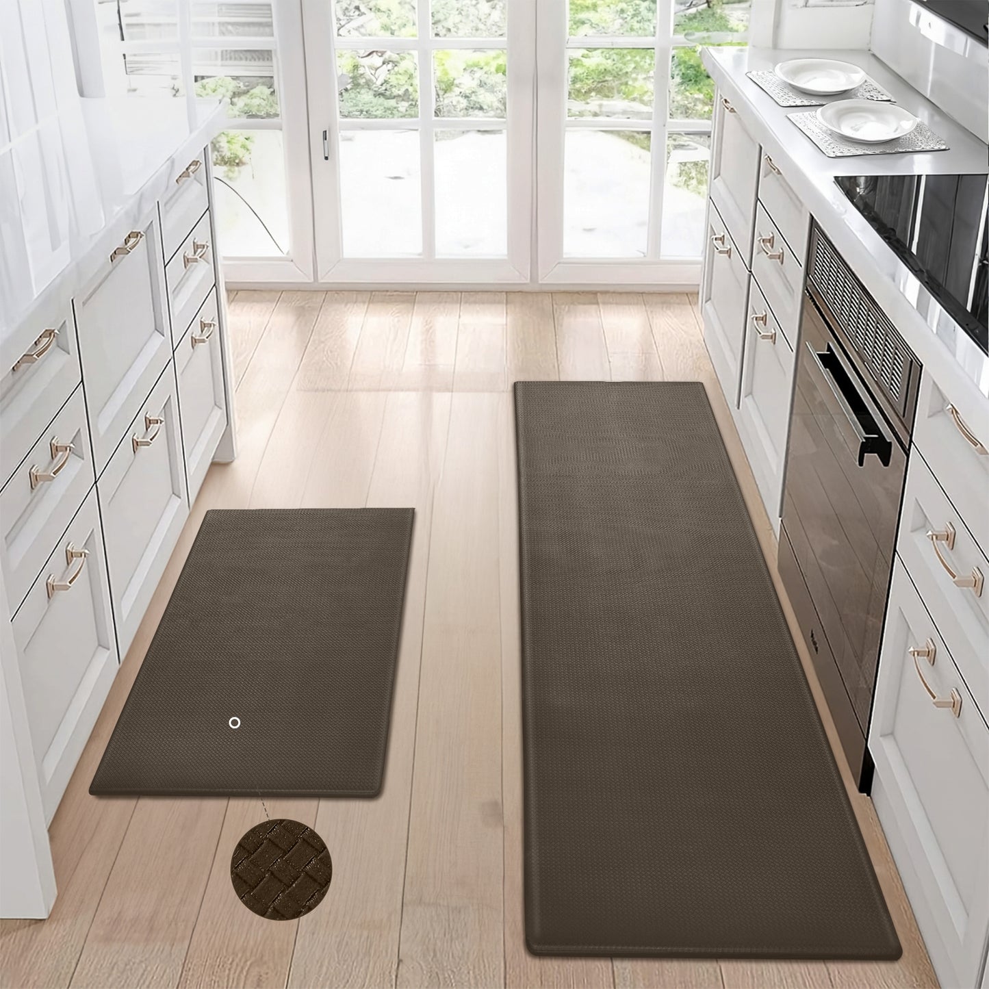 Kitchen Floor Mat Two-piece Set Of Non-slip, Waterproof And Easy To Scrub