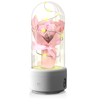 2 In 1 LED Light And Bluetooth-compatible Speaker & Bouquet Ornamented In Glass Cover