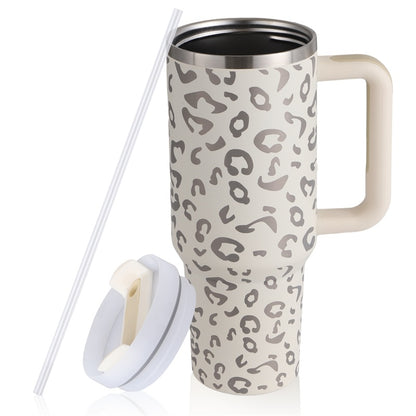 40 oz Straw Coffee Mug, Portable Stainless Steel