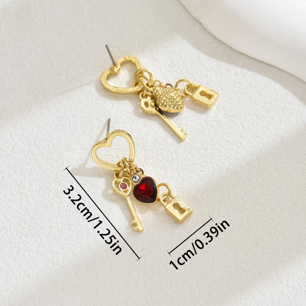 Love Earrings With Rhine Stone Lock Series Diamond Lock-shaped