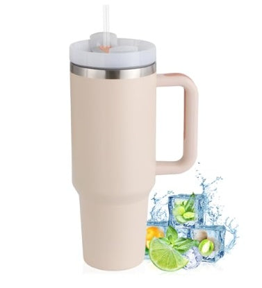 40 oz Straw Coffee Mug, Portable Stainless Steel