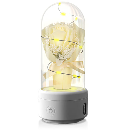 2 In 1 LED Light And Bluetooth-compatible Speaker & Bouquet Ornamented In Glass Cover