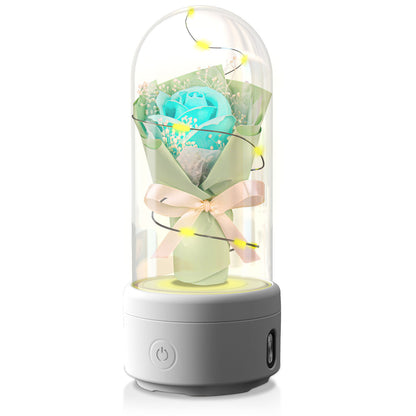 2 In 1 LED Light And Bluetooth-compatible Speaker & Bouquet Ornamented In Glass Cover