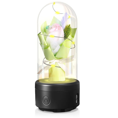 2 In 1 LED Light And Bluetooth-compatible Speaker & Bouquet Ornamented In Glass Cover