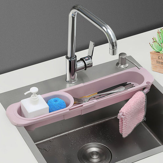 Adjustable Sink Rack For Soap, Sponge & A Drainer