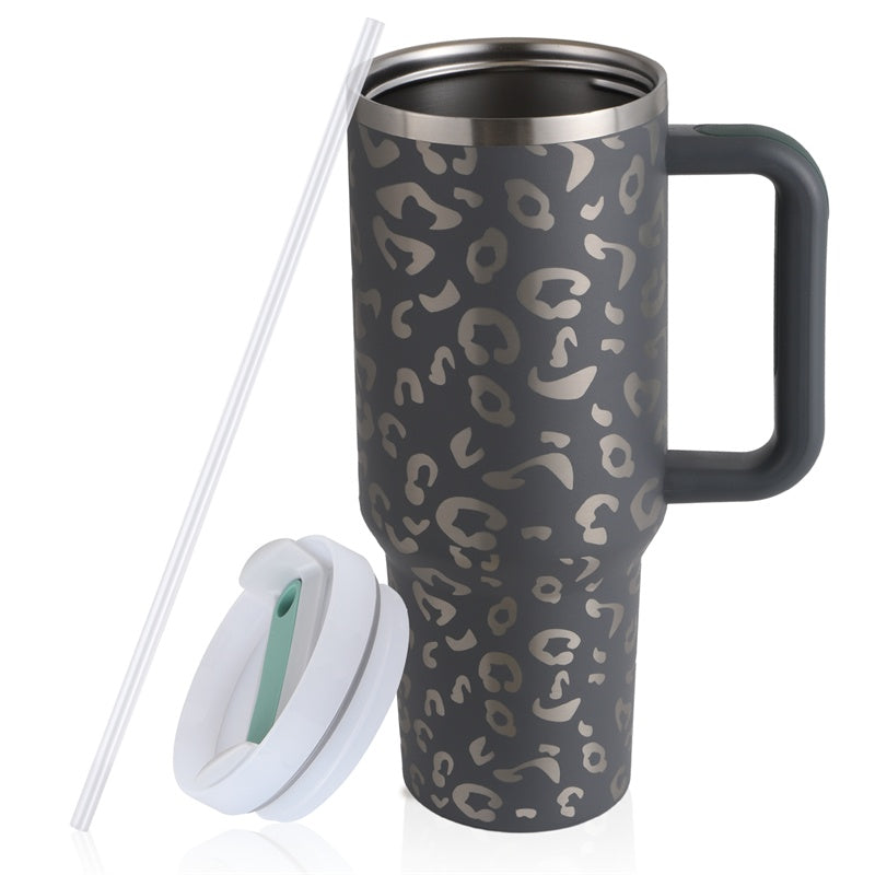 40 oz Straw Coffee Mug, Portable Stainless Steel