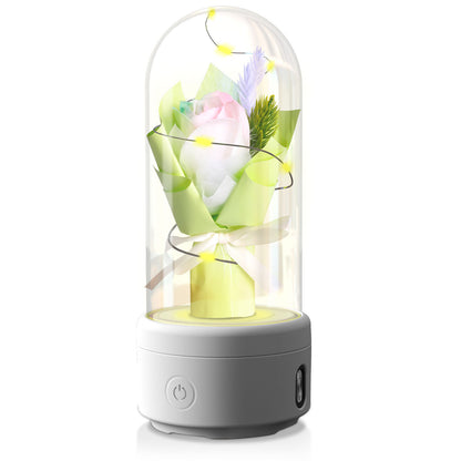 2 In 1 LED Light And Bluetooth-compatible Speaker & Bouquet Ornamented In Glass Cover