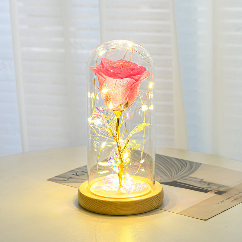 Gift  For Girlfriend Eternal Rose Flowers LED Light In Glass Cover