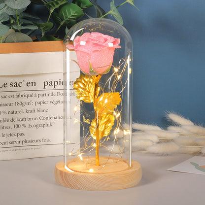 Gift  For Girlfriend Eternal Rose Flowers LED Light In Glass Cover