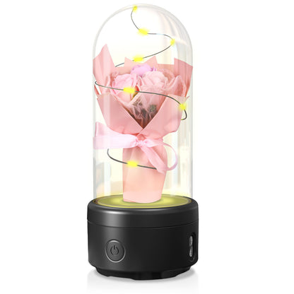 2 In 1 LED Light And Bluetooth-compatible Speaker & Bouquet Ornamented In Glass Cover