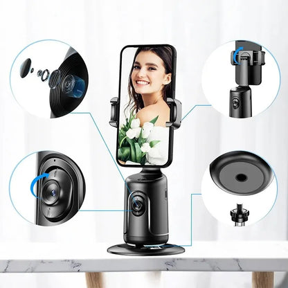 360 Auto Face Tracking AI Smartphone Holder For Videos & Live-Streams, Tripod