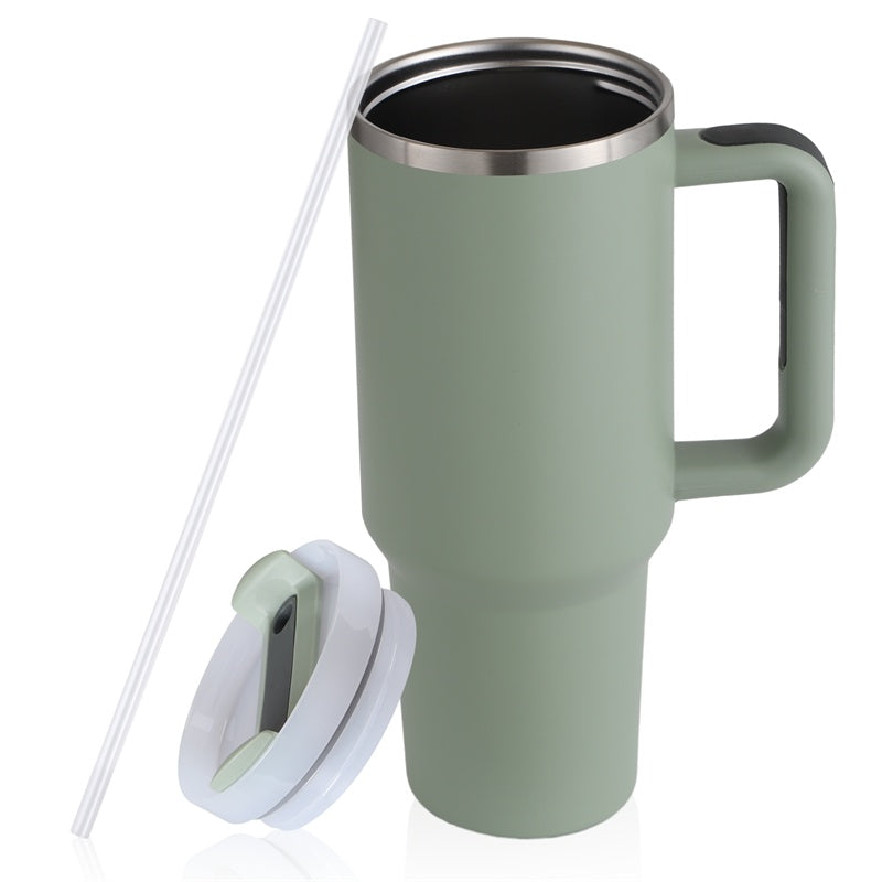 40 oz Straw Coffee Mug, Portable Stainless Steel