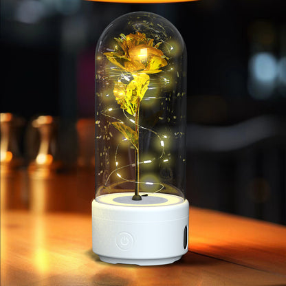 2 In 1 Bluetooth-compatible Speaker And  Rose Flowers LED Light Ornamented In Glass Cover