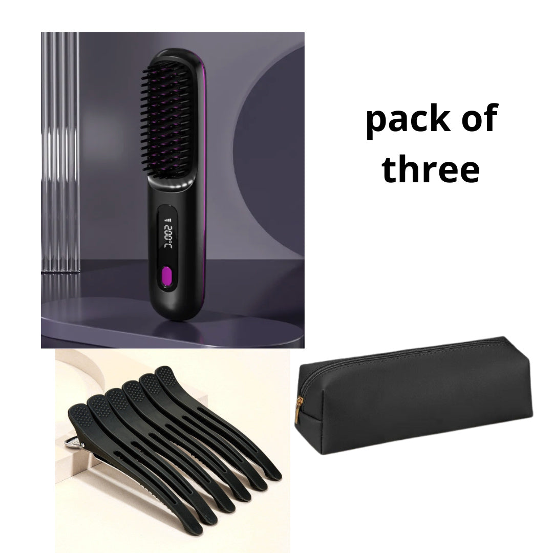 2 In 1 Wireless Hair Straightener Brush